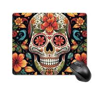Colorful Sugar Skull Square Mouse Pad Portable Computer Mousepad with Non-Slip Rubber Base 18 * 22cm Ultra-Thin Gaming Mouse Mat for Computer Laptop Office Desk Accessories