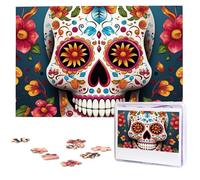 Colorful Sugar Skull Wooden Puzzles 1000 Pieces Personalized Jigsaw Puzzle For Adults Interesting Custom Photo Puzzles Gift For Holiday Birthday Wedding Anniversay