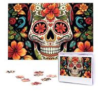 Colorful Sugar Skull Wooden Puzzles 1000 Pieces Personalized Jigsaw Puzzle For Adults Interesting Custom Photo Puzzles Gift For Holiday Birthday Wedding Anniversay