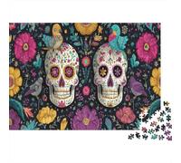 Colorful Sugar Skulls And Flowers Puzzle 1000pcs (75x50cm) Erwachsene Puzzle,Home Decor