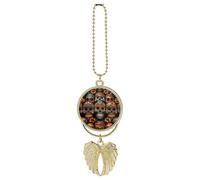 Colorful Sugar Skulls Car Hanging Ornament Rear View Mirror Pendant Lucky Presents Hanging Ornament Funny Car Pendant for Office Auto Home Decoration Golden-Style