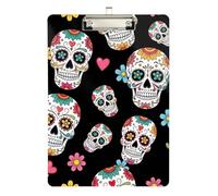 Colorful Sugar Skulls Clipboard Cute Clipboards Wordpad Clipboards Standard Size with Low Profile Metal Clip for Nurses Teachers Coaches
