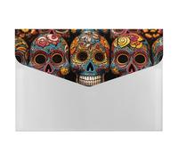 Colorful Sugar Skulls Folders with 6 Pack Pockets, Waterproof Organizer File Folder for Letter Size Paper, Accordian Folder with Snap for Home, Travel, Business, Office