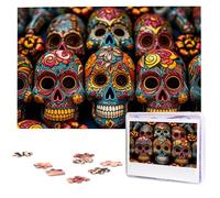 Colorful Sugar Skulls Jigsaw Puzzle for Adults Challenging Wooden Puzzles 1000 Pieces Personalized Photo Puzzle Picture Jigsaws Custom Jigsaw Puzzles for Birthday