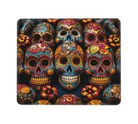 Colorful Sugar Skulls Mouse Pad with Stitched Edge, Comfortable Mouse Pads with Non-Slip Rubber Base Gaming Mouse Mat Washable Mousepads Computers Laptop Desk Accessories for Office 10 x 12 inch