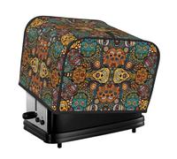 Colorful Sugar Skulls Print 4-Slice Toaster Cover Dustproof Waterproof Appliance Protector Home Kitchen Decor