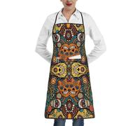 Colorful Sugar Skulls Print Cooking Apron Waterproof Comfort Baking Grilling Gardening Various Activities Use