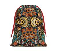 Colorful Sugar Skulls Print Multi-Functional Drawstring Reusable Gift Pouch Daily Storage All Occasions Use