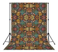 Colorful Sugar Skulls Print Portable Photo Backdrop 5x7ft Background Drop For Photo Photoshoot Backdrop For Content Creator