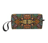 Colorful Sugar Skulls Print Simple Organizer Pouch, Lightweight Travel Bag, Foam Padded Cosmetic Case