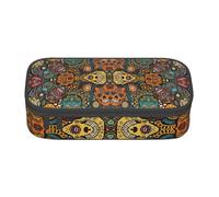 Colorful Sugar Skulls Print Teen Large Storage Pencil Case Stationery Organizer School College Business Travel