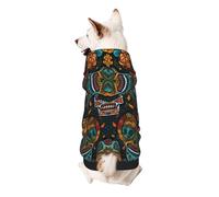 Colorful Sugar Skulls Printed Dog Hoodie Soft Dog Sweatshirt Cute Cat Dog Clothes for Small Dogs Kitten Puppy, S