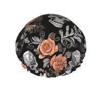 Colorful Sugar Skulls Printed Double Layer Lined Shower Cap,Shower Caps For Women Reusable