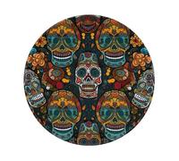 Colorful Sugar Skulls Printed Gaming Mouse Pad 1 PCS, Round Non-Slip Rubber Base Laptop Mousepad Desk Mat for Gamer, Office, Home