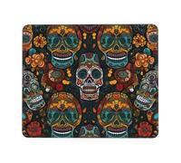 Colorful Sugar Skulls Printed Gaming Mouse Pad 12x10 Inches, Non-Slip Rubber Base Laptop Mousepad Desk Mat with Stitched Edges for Gamer, Office, Home