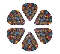 Colorful Sugar Skulls Printed Guitar Picks 6-Pack with Holder - 0.71mm Funny Guitar Picks for Acoustic Guitar, Electric Guitar, Bass Guitar