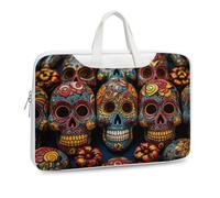 Colorful Sugar Skulls Printed Leather Shoulder Messenger Bag Briefcase for Men Women Travel Business Office Hangbag Laptop Pack Crossbody