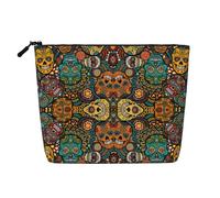Colorful Sugar Skulls Printed Make up Bag for Women Makeup Bags Zipper Travel Cosmetic Bags Pouch Organizer