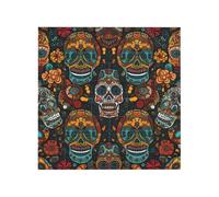 Colorful Sugar Skulls Printed Square Jigsaw Puzzle 12.8x12.8 CM, Puzzle Challenging Game for Adults Gifts, Family Fun Decorative Wall Decor