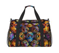 Colorful Sugar Skulls Printed Travel Duffle Bag for Men Women Weekender Travel Organizer Bag for Sport, Outdoors, Gym & Fishing