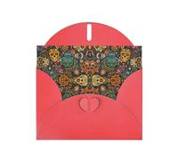 Colorful Sugar Skulls Printing Notecards With Envelopes Funny Love Buckle Pearl Paper Envelope Packaging Holiday Greeting