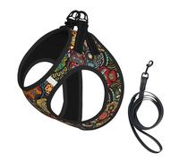 Colorful Sugar Skulls Printing Puppy Summer Vest Harness With Reflective,Dog Accessories For Small Medium Large Dogs And Cats