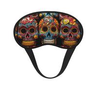 Colorful Sugar Skulls Sleep Mask for Side Sleeper Soft Breathable Sleeping Eye Mask Blackout Silk Eye Sleep Shade Cover with Elastic Strap Night Blindfold for Women Men Travel Nap