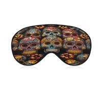 Colorful Sugar Skulls Sleep Mask Personality Eye Sleep Shade Cover Comfortable Breathable Sleeping Blindfold Soft Comfortable Night Eye Cover Adjustable Band Eye Mask for Men Women