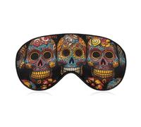 Colorful Sugar Skulls Sleep Mask with Adjustable Strap, Breathable Sleep Masks for Women Men, Soft Eye Mask for Side Sleepers, Travel, Office Nap, Airplane & Blocking Light