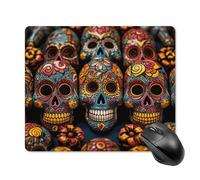 Colorful Sugar Skulls Square Mouse Pad Portable Computer Mousepad with Non-Slip Rubber Base 18 * 22cm Ultra-Thin Gaming Mouse Mat for Computer Laptop Office Desk Accessories