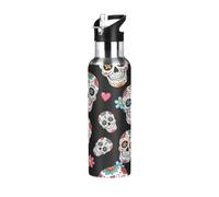Colorful Sugar Skulls Stainless Steel Vacuum Insulated Water Bottle 32 Oz, BPA-Free Sport Water Bottle Leakproof Water Bottles