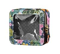 Colorful Summer Hawaiian Flowers Clear Makeup Bag Small Travel Toiletry Bag Portable Make Up Organizer for Travel