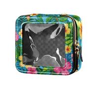 Colorful Summer Hawaiian Flowers Clear Makeup Organizer Bag Toiletry Bag with Zipper Portable Make Up Organizer for Travel