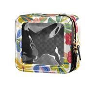 Colorful Summer Hawaiian Flowers Cute Travel Makeup Bag Clear Waterproof Travel Toiletry Bag Portable Make Up Organizer for Women