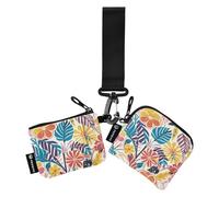Colorful Summer Hawaiian Flowers Dual Wristlet Wallets for Women Small Portable Wristlet Wallet Key Holder with Keychain for Women 2 Pcs de crédito para Hombre