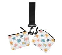 Colorful Sun White Women's Coin Purses Card Cases Cute Fashion Money Organizers with Zipper Pocket for Lady 2 Pcs, colorful Sun White, One Size, Print Art
