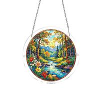 Colorful Suncatcher - Round Flower Window Decoration, Daisy Style, Acrylic Puzzle Decoration, Hanging Window Art | Suitable for Indoor and Outdoor Courtyard, Entrance, Living Room, Bedroom