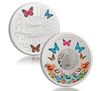 Colorful Sunflower 1 Year Sobriety Coin Butterfly One Year Sobriety Chip Courage to Change AA Chips and Medallion Silver AA Coin Recovery Anniversary Token Sobriety Gifts for Men Women