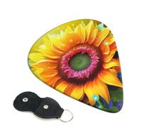 Colorful Sunflower 6 Pack Guitar Picks With Holder, Personalized Guitar Plectrums Non-Slip Portable Ukulele Bass Picks 0.71mm For Acoustic Guitar Lovers Gifts