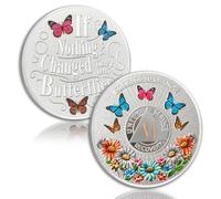 Colorful Sunflower 6 Year Sobriety Coin Butterfly Six Year Sobriety Chip Courage to Change AA Chips and Medallion Silver AA Coin Recovery Anniversary Token Sobriety Gifts for Men Women