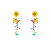 Colorful Sunflower Butterfly Dangle Earrings for Women, Acrylic Drop Earrings, Cute Summer Jewelry for Women, Fun Floral Statement Earrings for Party and Daily Wear