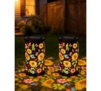 Colorful Sunflower Glow Solar Garden Lantern - 2026 Waterproof Outdoor Decorative Hanging Light, Solar Powered Metal Lamp for Patio, Yard, Walkway & Mother’s Day Garden Gift (2PCS)