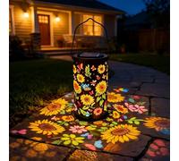 Colorful Sunflower Glow Solar Garden Lantern, 2026 Waterproof Outdoor Solar Powered Hanging Light, Metal Lanterns Decorative Outdoor for Yard, Patio, Porch, Garden (Colorful Sunflowers)