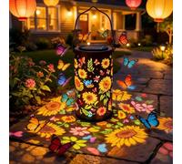 Colorful Sunflower Glow Solar Garden Lantern, Courtyard Openwork Decorative Lights, Twinkle Halo Lantern, Waterproof Outdoor Solar Powered Hanging Light Decor for Garden Patio Backyard (1Pcs)
