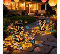 Colorful Sunflower Glow Solar Garden Lantern, Courtyard Openwork Decorative Lights, Twinkle Halo Lantern, Waterproof Outdoor Solar Powered Hanging Light Decor for Garden Patio Backyard (2Pcs)