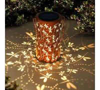 Colorful Sunflower Glow Solar Garden Lantern,Hanging Lantern Lights with Colorful Projection,LED Solar Lanterns Outdoor Waterproof,Garden Yard Patio Porch Decor (Dragonfly)