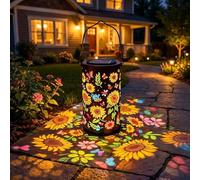 Colorful Sunflower Glow Solar Garden Lantern,Hanging Solar Shadow Lantern with Hollow Design,Colored Garden Solar Lights with Sunflower,Vibrant Floral Shadow Lights,Waterproof Outdoor Decorative Light