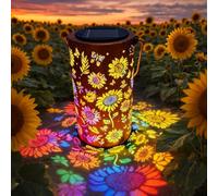 Colorful Sunflower Glow Solar Garden Lantern, Outdoor Waterproof Decorative Hanging Solar Lights, Metal Solar Powered Garden Decor for Patio, Yard, Outdoor Decoration (A,2pcs)