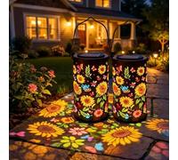 Colorful Sunflower Glow Solar Garden Lantern, Twinkle Halo Lantern, 2026 Waterproof Outdoor Solar Powered Hanging Light for Garden, Let Your Garden Bloom with Light After Sunset (A1-2PCS)