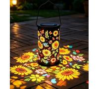 Colorful Sunflower Glow Solar Garden Lantern - Waterproof Hanging Solar Lights Outdoor Garden Patio, Yard, Pathway, Lawn Ornaments Gifts for Mom, Grandma, Women, Mother's Day Christma (1 PCS)